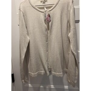 Lightweight Carol Paige Cream shimmer cardigan sweater NWT